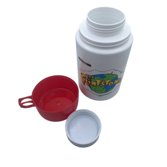 Flintstones Thermos 90s Cartoon TV Show Millennial Nostalgia Red Cup Lid 3700 - Picture 4 of 11